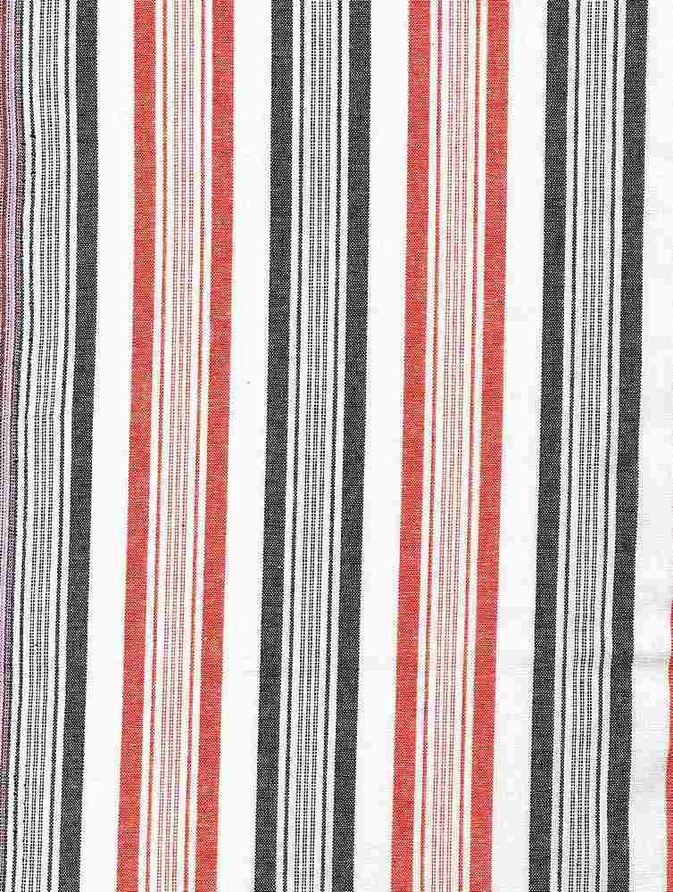 CHAM-STP-10515 / CORAL/NAVY / 100% COTTON STRIPE CHAMBRAY