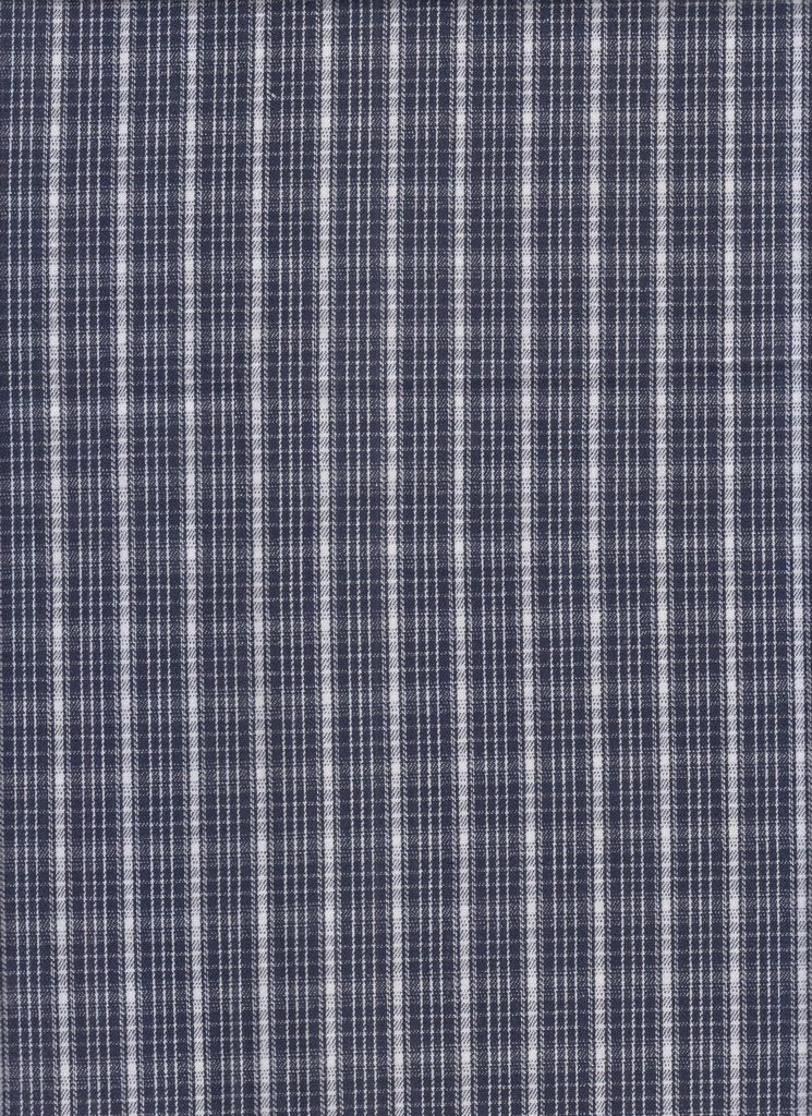 TWLS-CHK-1045 / NAVY MARINE/WHI / STRECH TWILL CHECKER 97%COTTON/3%SPANDEX