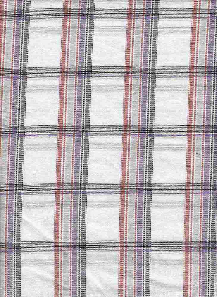 TWLS-PLD-8-18 / ORANGE/PURPLE / ST.TWILL PLAID [97%CTN/3%SPDX]